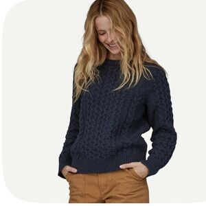 Patagonia Fisherman Cable-Knit Wool blend Crewneck Sweater - Navy unisex